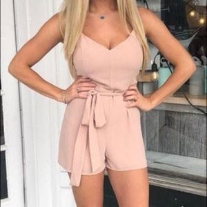 Naked zebra Beige tie waist romper | Sz Sm